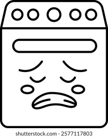 A cartoonish face with a sad expression on it. The face is on a white background. Scene is sad and melancholic