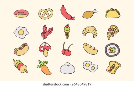 Cartoonish Food Icon Illustration Pack