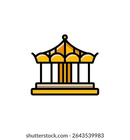 Cartoonish gazebo displays attraction simple design outdoor setting