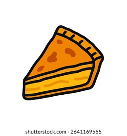 A cartoonish, hand-drawn illustration of a slice of pie.