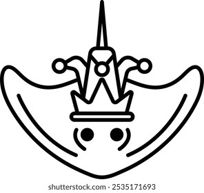 A cartoonish image of a stingray with a crown on its head