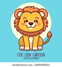 Caricatura de león y pequeño animal de león en forma de vector