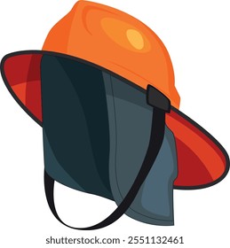 Un casco de bombero naranja y negro caricaturesco