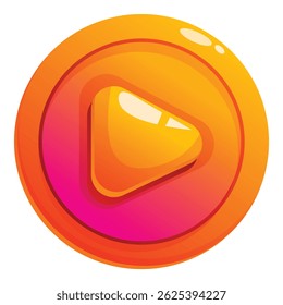 Cartoonish orange button with a play symbol is urging you to start or resume the video
