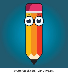 Cartoonish Pencil logo design. Pencil vector logo. Kids Education logo 