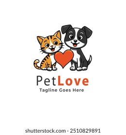 Cartoonish Pet Logo Design Cat And Dog Logo Design 