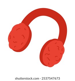 Cartoonish Red Earmuff for Winter Illustration