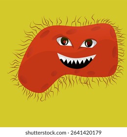 Cartoonish Representation of a Bacteria Character With Expressive Face on Yellow Background