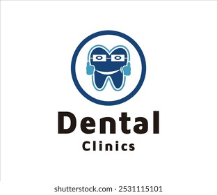 A cartoonish tooth character with glasses, representing a dental clinic logo.