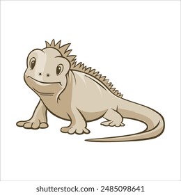 Cartoonish Vector Illustration of an Iguana on a White Background