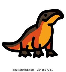 Cartoonish walrus stands alert calmly graphic isolated design