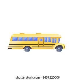 Cartoonish yellow Schoolbus isolated on white background.