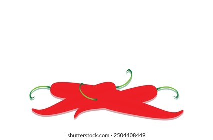 Cartoonist four red Chilies isolated on white background. Long chilies illustration Editable vector EPS available