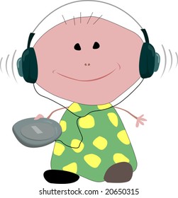 cartoonist with an headphone