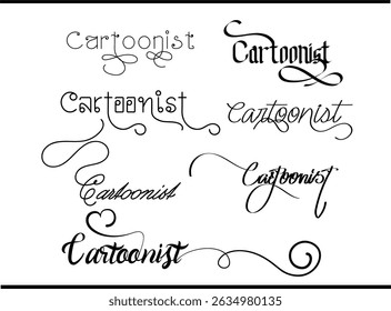 Logotipo de assinatura de cartunista - Design de texto de caligrafia artística para portfólio, YouTube e mercadorias, logotipo de caligrafia de cartunista brincalhão