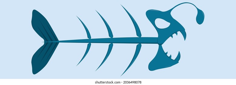 cartoonized skeleton of a Humpback anglerfish, a deep-sea fish