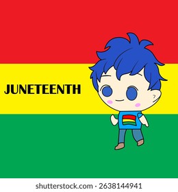 CartoonJuneteenth,African flag color red, yellow,