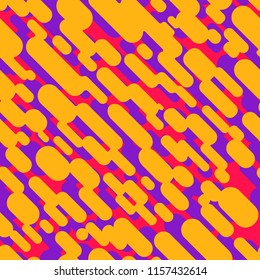 Cartoonl abstract coloured orangw and lilac on red lines and dots seamless pattern for textile brending, fabric, wraping