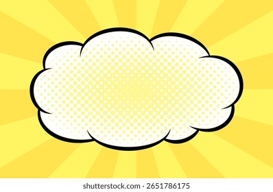 Pop tipo desenhos animados e radiação solar brilhante e fundo de nuvens. Um atraente fundo pop americano em forma de história em quadrinhos com impactantes linhas amarelas concentradas.