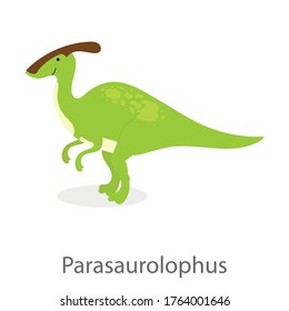 CartoonParasaurolophus isolated on white background. Flat design vector illustration