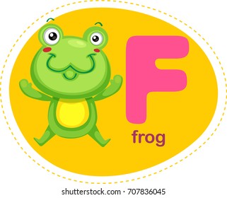 Cartoons Alphabet Letter F is for Frog