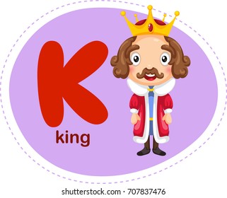 Cartoons Alphabet Letter K is for King