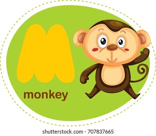 Cartoons Alphabet Letter M is for Monkey
