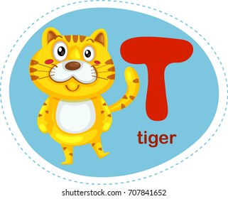 Cartoons Alphabet Letter T is for Tiger