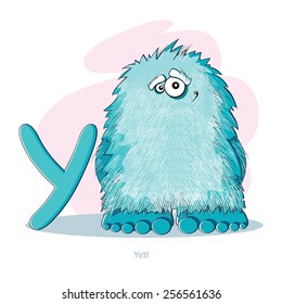 Cartoons Alphabet - Letter Y with funny Yeti