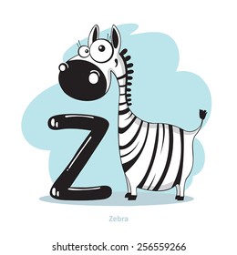 Cartoons Alphabet - Letter Z with funny Zebra