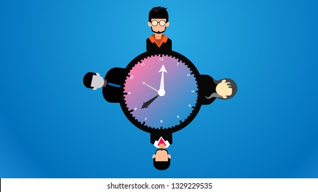 Cartoons Around Clock Stock Vector (Royalty Free) 1329229535 | Shutterstock