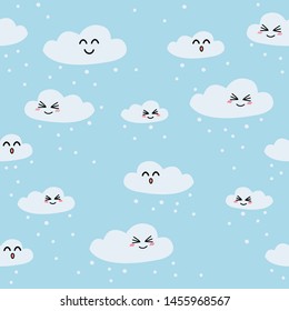 Cartoons cloud have face and smile vector.
