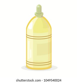 Cartoons Cosmetic glass bottle. Dispenser for cream, oil, soups, and other cosmetics With lid and without. Template For Mock up Your Design. Modern style vector illustration. Isolated on white back