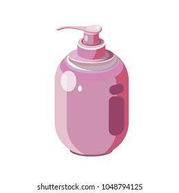 Cartoons Cosmetic plastic bottle. Dispenser for cream, soups, and other cosmetics With lid and without. Template For Mock up Your Design. Modern style vector illustration. Isolated on white background