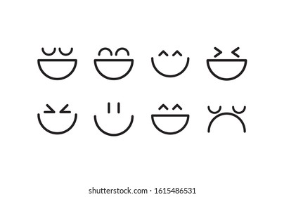 Cartoons faces icon set design, Expression cute emoticon character profile facial toy adorable and social media theme Vector illustration