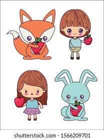 cartoons icon set design, Kawaii expression cute character funny and emoticon theme Vector illustration