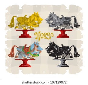 Cartoons knight chess. Horse, vector