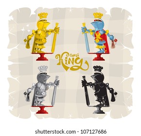 Cartoons knight chess. King, vector