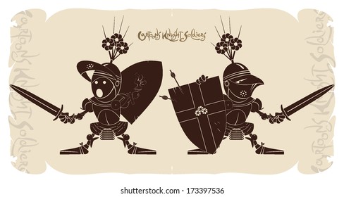 Cartoons knight soldiers, vector