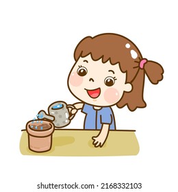 Cartoons  little farmer and plant.