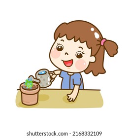 Cartoons  little farmer and plant.