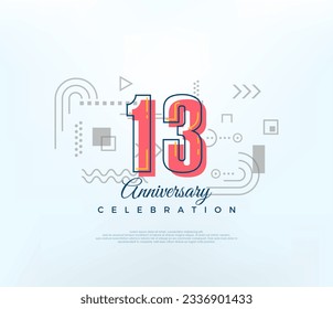 Cartoons number 13th to celebrate birthday. modern vector design. Premium vector for poster, banner, celebration greeting.