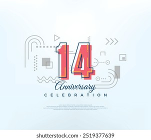 Cartoons number 14th to celebrate birthday. modern vector design. Premium vector for poster, banner, celebration greeting.