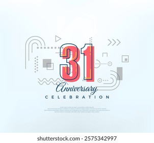 Cartoons number 31st to celebrate birthday. modern vector design. Premium vector for poster, banner, celebration greeting.