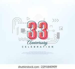 Cartoons number 33rd to celebrate birthday. modern vector design. Premium vector for poster, banner, celebration greeting.