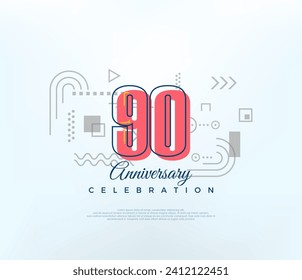 Cartoons number 90th to celebrate birthday. modern vector design. Premium vector for poster, banner, celebration greeting.