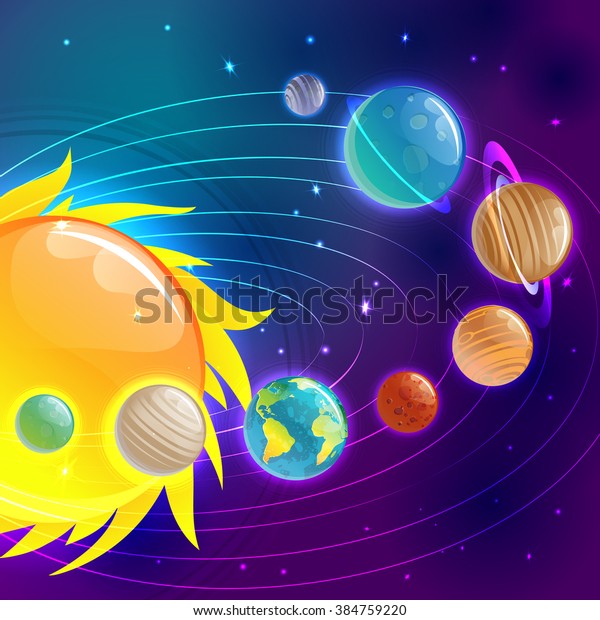 Cartoons Planets Colorful Vector Set Against Stock Vector (Royalty Free ...