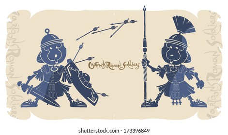 Cartoons Roman soldiers, vector