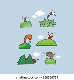 Cartoons set with various animal tails
