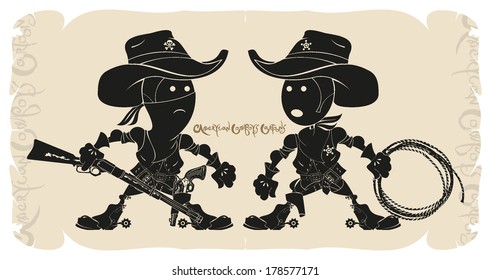 Cartoons sheriff and bandit, vector